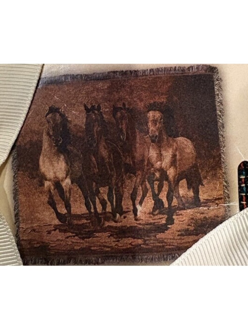 Horse Tapestry Throw Blanket Woven Western Ranch Cabin Decor 50x60 Crackers Barr